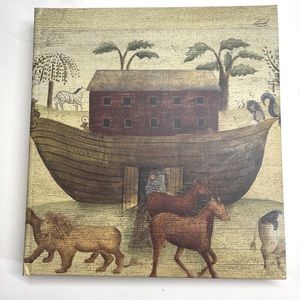Photo Album Noah’s Ark Theme Folk Art Style Drawing Padded Cover 9”
